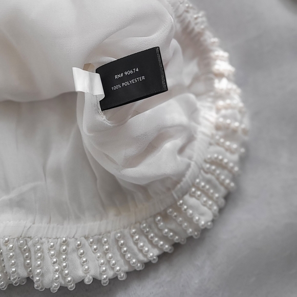 NWOT! Boston Proper Bright White Cardigan Pearl Embellished Women's Top Medium - Picture 5 of 16